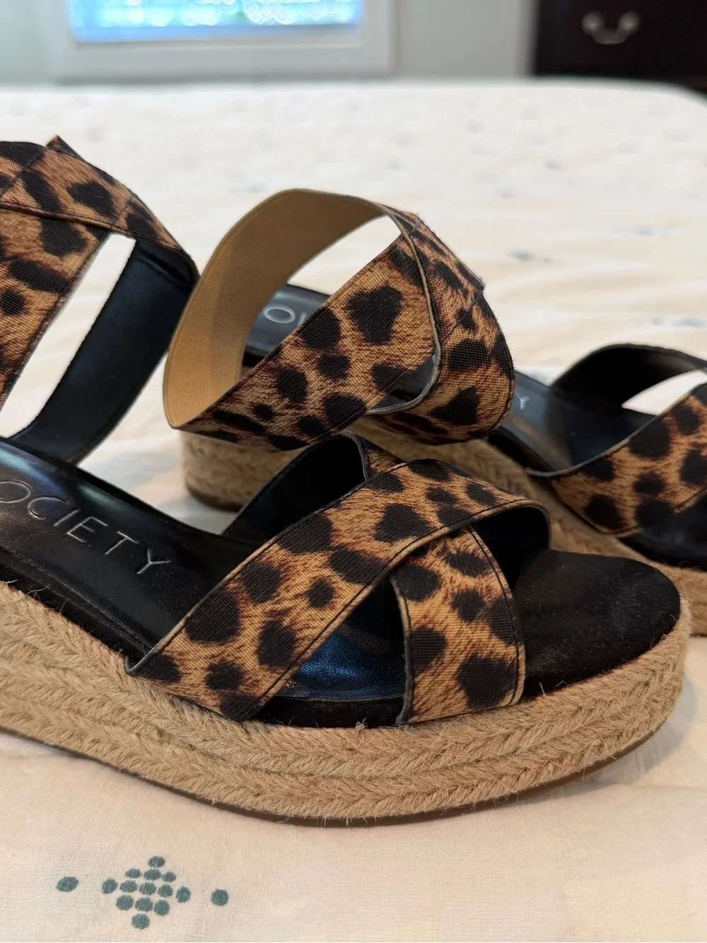 Sole Society Leopard Print Espadrille Wedge Sandals - Women